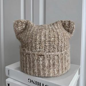 Arrival High Quality Winter Thickened Warm Cute Cat Ear Unisex Knitted Breathable Waterproof Travel Beanie <b>Hat</b> - Product Image 5
