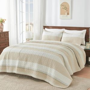 Juego <span class=keywords><strong>de</strong></span> edredón <span class=keywords><strong>de</strong></span> verano a bajo precio a rayas Beige, <span class=keywords><strong>colchas</strong></span> <span class=keywords><strong>de</strong></span> estilo Simple para hombres, colcha <span class=keywords><strong>de</strong></span> dormitorio <span class=keywords><strong>de</strong></span> poliéster <span class=keywords><strong>de</strong></span> alta calidad - Product Image 2
