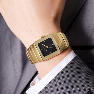 OUPAI 2025 Nuevo Reloj de Pulsera de Cerámica Dorado Cuadrado de Estilo Antiguo para Hombre, Reloj de Cuarzo Luminoso, Elegante y a la Moda - Product Image 2