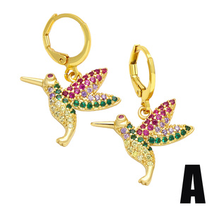 ASJEWELRY-Pendientes de circonita cúbica para mujer, <span class=keywords><strong>collar</strong></span> de colibrí 2311 ersa117, chapados en oro de 18K - Product Image 6