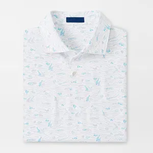 남성용 맞춤형 로고 인쇄 패턴 성능 저지 골프 의류 제조업체 박시 핏 폴로 셔츠