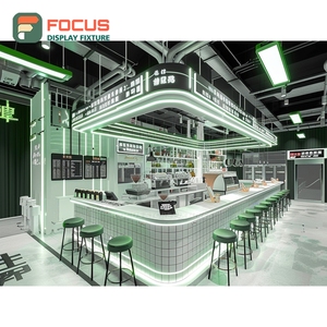 Freestanding Coffee Service Counter Condiment Station Cash Wrap Oak Finish Cafe Counter Display - Product Image 5