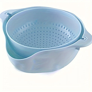 Vegetable Wash Basket Kitchen Tool Home Use Drainage Basket Vegetable Wash Basket Rotating Double Layer - Product Image 1