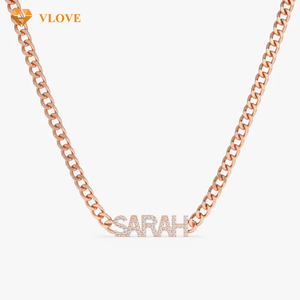 Collier avec chaîne cubaine personnalisée en or 14 carats avec diamants, cadeau personnalisé pour homme et femme, anniversaire, chaîne - Product Image 5