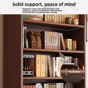 <b>Solid</b> <b>Wood</b> Modern Minimalist <b>Bookcase</b> Storage Cabinet All-in-one Floor-standing Lattice Design Home Office Bedroom Living Home - Product Image 4