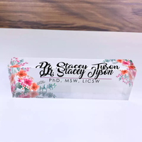 Plaque de Slogan de bureau rectangulaire en verre plexiglas, bloc de Logo en acrylique PMMA, bloc de Logo coloré personnalisé pour la Promotion