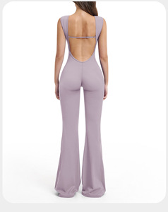 Spandex/Nylon Sports Yoga Beautiful-Back Jumpsuit Flared-Leg Fitness One-Piece Figure-Slimming For fitness and everyday wear - Product Image 3