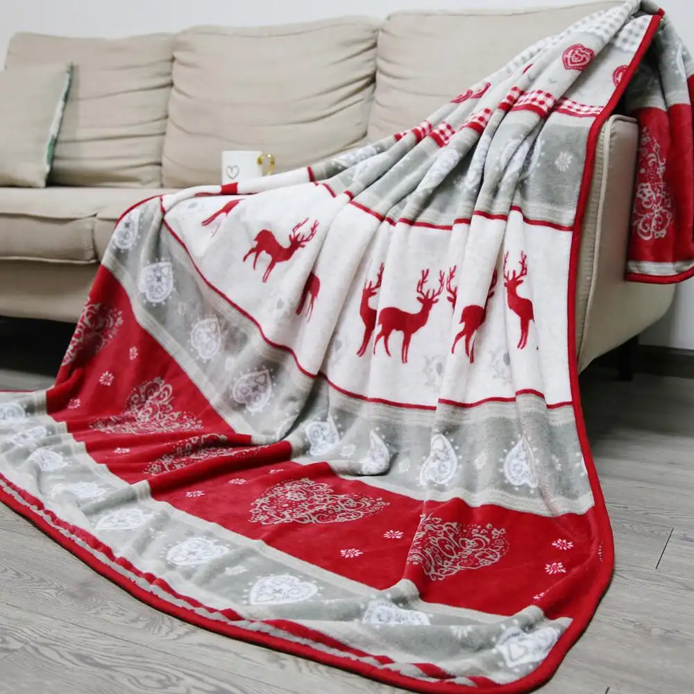 인쇄 된 크리스마스 디자인 따뜻한 더블 침대 시트 산호 양털 킹 사이즈 담요
