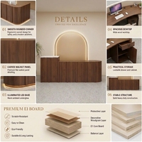 Bureau de réception moderne en placage de bois sur mesure avec panneau vertical cannelé pour hôtel, bureau, salon de thé, salon de beauté
