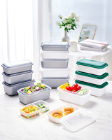 Emballage pour plats à emporter, boîte à lunch, 24 oz, récipient alimentaire en plastique jetable transparent avec couvercle, utilisable au micro-ondes