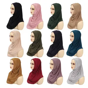 Atacado Novo Tamanho GRANDE Cor Sólida Tudung Malaysia Instant Underscarf Ninja Mulheres Muçulmanas Sobre O Pescoço Inner Hijab Caps