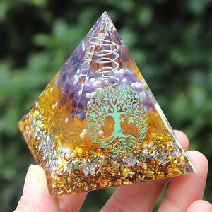 <b>Crystal</b> Pyramid Resin Epoxy Craft Home Decoration With <b>Tree</b> Of Life Design Internal Engraving Desktop Ornament - Product Image 3
