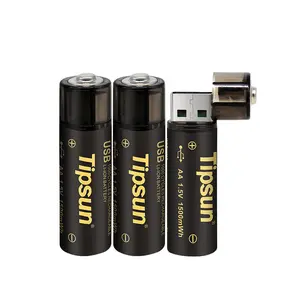 批发AA尺寸电池1.5V 1500mWh USB电池电子玩具充电电池