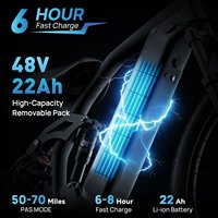 Bicicleta Eléctrica Ridstar con Motor Trasero de 48V 23AH, Batería de Litio, Alcance de 60 km para Adultos