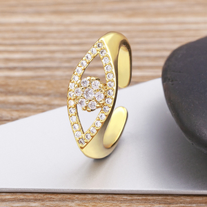 Qiku Thời Trang 4 Màu Sắc Rhinestone Hình Dạng Mắt Có Thể Điều Chỉnh Mở Vòng Phụ Nữ Đảng Đồ Trang Sức Đồng Zircon Phụ Kiện Quà Tặng Bán Buôn - Product Image 5