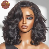 Perruque Bob Courte Ondulée en Cheveux Humains 13x4 13x6 5x5 HD Lace Front Wig Noir Uni Sans Colle pour Femmes Noires