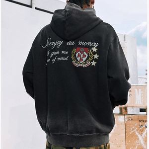 Sudadera con capucha de algodón 100% pesado personalizada para hombre, chaqueta con capucha bordada con cremallera y lavado ácido de diseñador para invierno - Product Image 5