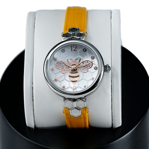 MIYOTA mouvement <span class=keywords><strong>100M</strong></span> <span class=keywords><strong>étanche</strong></span> abeille cadran en nid d'abeille élégant en acier inoxydable bracelet en cuir <span class=keywords><strong>montre</strong></span> de luxe pour femmes - Product Image 3