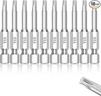 Embouts Torx magnétiques LXD T15, 50 mm, lot de 10, acier S2, embouts de tournevis à tige hexagonale de 1/4 po pour percer et vissage