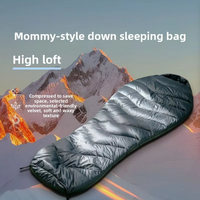 Sac de couchage de type momie en duvet d'oie blanc à 90 % pour adultes, tissu en nylon, léger et portable, équipement de camping d'hiver en plein air
