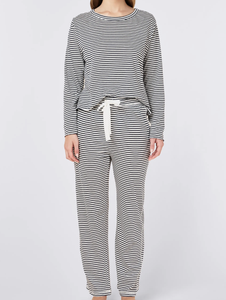 Set Pigiama Donna Due Pezzi Personalizzato, Abbigliamento da Notte Lungo, Completo Loungewear, Set Pigiama a Righe <span class=keywords><strong>in</strong></span> Cotone - Product Image 2