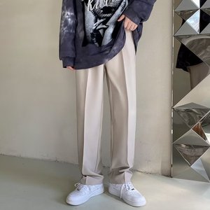 Nouveau <span class=keywords><strong>Pantalon</strong></span> de <span class=keywords><strong>Costume</strong></span> Droit à Tombé Fluide pour Hommes, Ample Style Coréen Décontracté <span class=keywords><strong>Blanc</strong></span>, Large et Long - Product Image 4