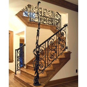 Pegangan Tangga Besi Tempa Luar Ruangan, Desain Pagar Tangga Besi Tempa Mewah - Product Image 2