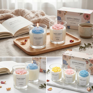 Lot de <span class=keywords><strong>bougies</strong></span> parfumées décoratives en verre avec boîte cadeau, <span class=keywords><strong>bougies</strong></span> parfumées de luxe faites <span class=keywords><strong>à</strong></span> la main pour la décoration de mariage et de Noël - Product Image 3