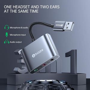 USB 3.5mm TRS Jack Audio Adapter with Dual Headphone/Microphone Jcks for Windows Mac Linux PS5 <strong>PS4</strong> - Product Image 2