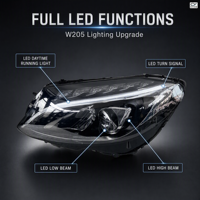 Phare LED pour Mercedes-Benz Classe C W205 2014-2017 C200 C260 C180 12V 50W 5000K – Nouvelle version améliorée en boîte