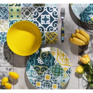 Set di Posate Excelsa 24 Pezzi in Acciaio Inossidabile con Manico in Resina Design Maiolica Multicolore Lavabile in Lavastoviglie - Product Image 4