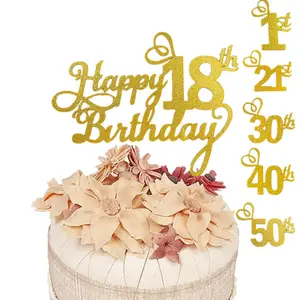 Itens para confeitaria decoração de bolo, enfeite de ponto, papel dourado, feliz aniversário, crianças, 10, 18th, 30, adulto, cupcake, decoração de pastelaria, número de glitter, brinquedo para bolo