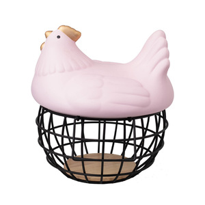 Hen Shape Ceramic Egg <b>Storage</b> Basket With Lid Fresh Keeping <b>Kitchen</b> <b>Storage</b> Basket Nordic Style Decorative Fruit Holder - Product Image 5