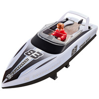 Nouveau bateau télécommandé HJ821 2.4G haute vitesse avec lumières, double hélices, jouet aquatique pour enfants