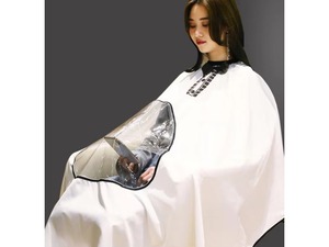 Capa de Peluquería Profesional con Ventana Transparente, Impermeable, de Alta Gama, en Blanco y Negro - Product Image 3