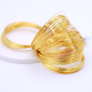 Fil de fer à mémoire de forme couleur or véritable 18K, accessoires DIY pour la fabrication de bijoux, fil pour perles, 0,6*60mm, bracelet et bague en or 14K - Product Image 1