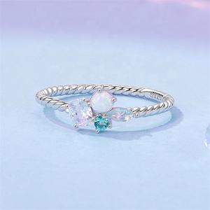 Hoge Kwaliteit Belofte Eenvoudige Goedkope Vinger Ring Gedraaid Zirkoon Groothandel 925 Zilveren Sieraden Vrouwen Stapelbare Sierlijke Edelstenen Ringen - Product Image 5