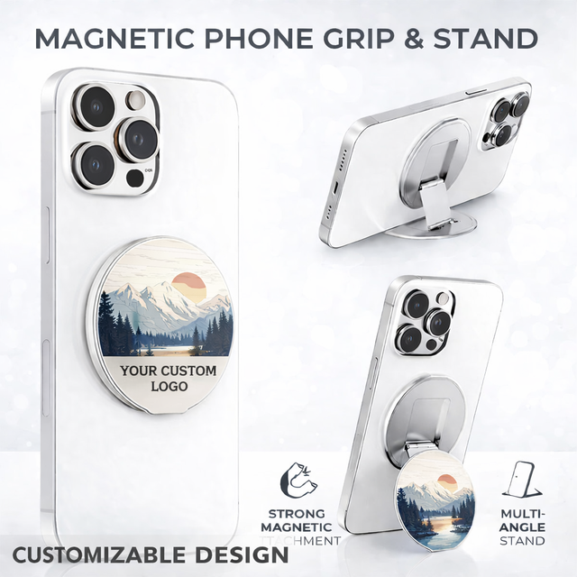 Aluminum Alloy Magnetic Phone Ring Holder Strong Magnetic Metal Finger Grip Foldable Kickstand Slim Phone Stand