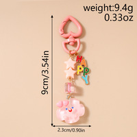 Porte-clés nuage transparent mignon avec pendentif étoile perlée et lettre joyeuse, boucle à ressort en forme de cœur, ornement de sac à dos, cadeau de Saint-Valentin