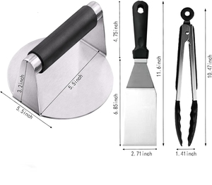 Smash <span class=keywords><strong>Burger</strong></span> Press mit Verbrühungs schutz Edelstahl <span class=keywords><strong>Burger</strong></span> Smasher Inklusive Grill zange & Grill Spatel Zubehör Kit - Product Image 2