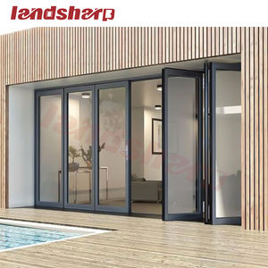Landsharp Varanda Exterior Pátio 6 + 12Ar + 6 Low E Vidro Duplo Porta de Entrada Preta Casa Alumínio Deslizante Bi-Folding Door - Product Image 2