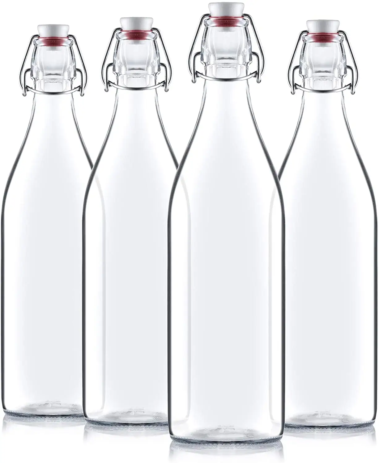 Flip Top Glass Bottles Swing Top Brew Bottle with Stopper for Beverages Oils Beer Water Airtight Clear