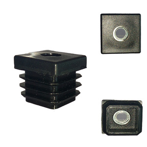 Hz20 <b>Square</b> Tube Plug 20 Mm Black Plastic With M8 <b>Nut</b> For Furniture Foot End Cap - Product Image 4