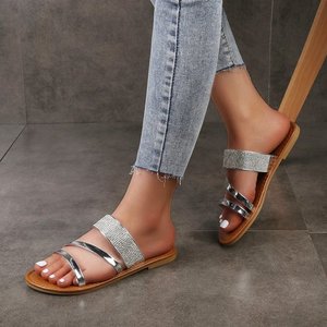 S465 Fashion Hot Summer Design cheap strass strap slide slipper donna sandali piatti <span class=keywords><strong>calzature</strong></span> casual <span class=keywords><strong>estive</strong></span> di grandi dimensioni all'aperto - Product Image 5