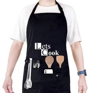Delantal de Cocina Personalizado con Logotipo, Delantal de Poliéster y Algodón Negro para Restaurante, Delantal de Cocina Impermeable para Asar a la Parrilla, Delantal de Cocina para Mujeres y Hombres - Product Image 4