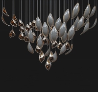 Lustre en verre suspendu extra-large minimaliste moderne pour hauts plafonds grande lampe pour les escaliers de hall d'hôtel
