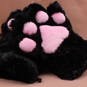 <b>Plush</b> Black White <b>Cat</b> Paw Gloves Animal Mitten Cosplay Costume Anime Paw Lolita Accessories Gloves Toy - Product Image 5