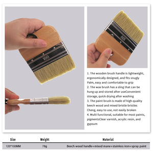 Pennello a gesso piatto 120*100mm con manico in legno con setole miste a criniera spazzola per dipingere la decorazione di ceretta - Product Image 4