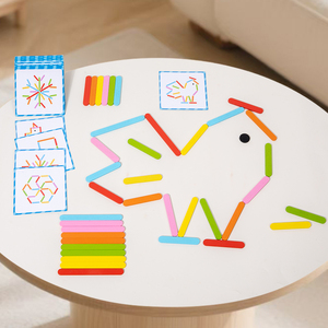 Nouveau jouet éducatif en bois : puzzles en bâtonnets de crème glacée, jeu de correspondance de formes DIY, entraînement à la réflexion, bâtonnets arc-en-ciel - Product Image 3