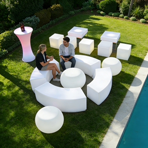 Silla Curva LED Portátil con 16 Colores Cambiantes, Mueble Iluminado para Exteriores, <span class=keywords><strong>Banco</strong></span> de Plástico para Jardín, Patio o <span class=keywords><strong>Bar</strong></span> - Product Image 4